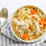 Dairy-Free Creamy Chicken Soup with tender chicken and vegetables in a rich, creamy broth.