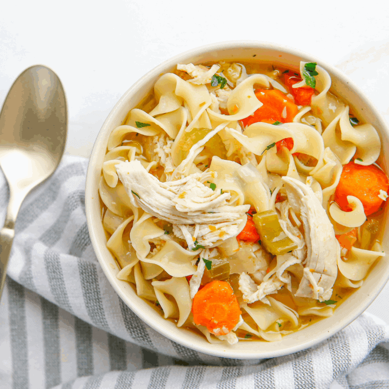 Dairy-Free Creamy Chicken Soup with tender chicken, vegetables, and a creamy broth.