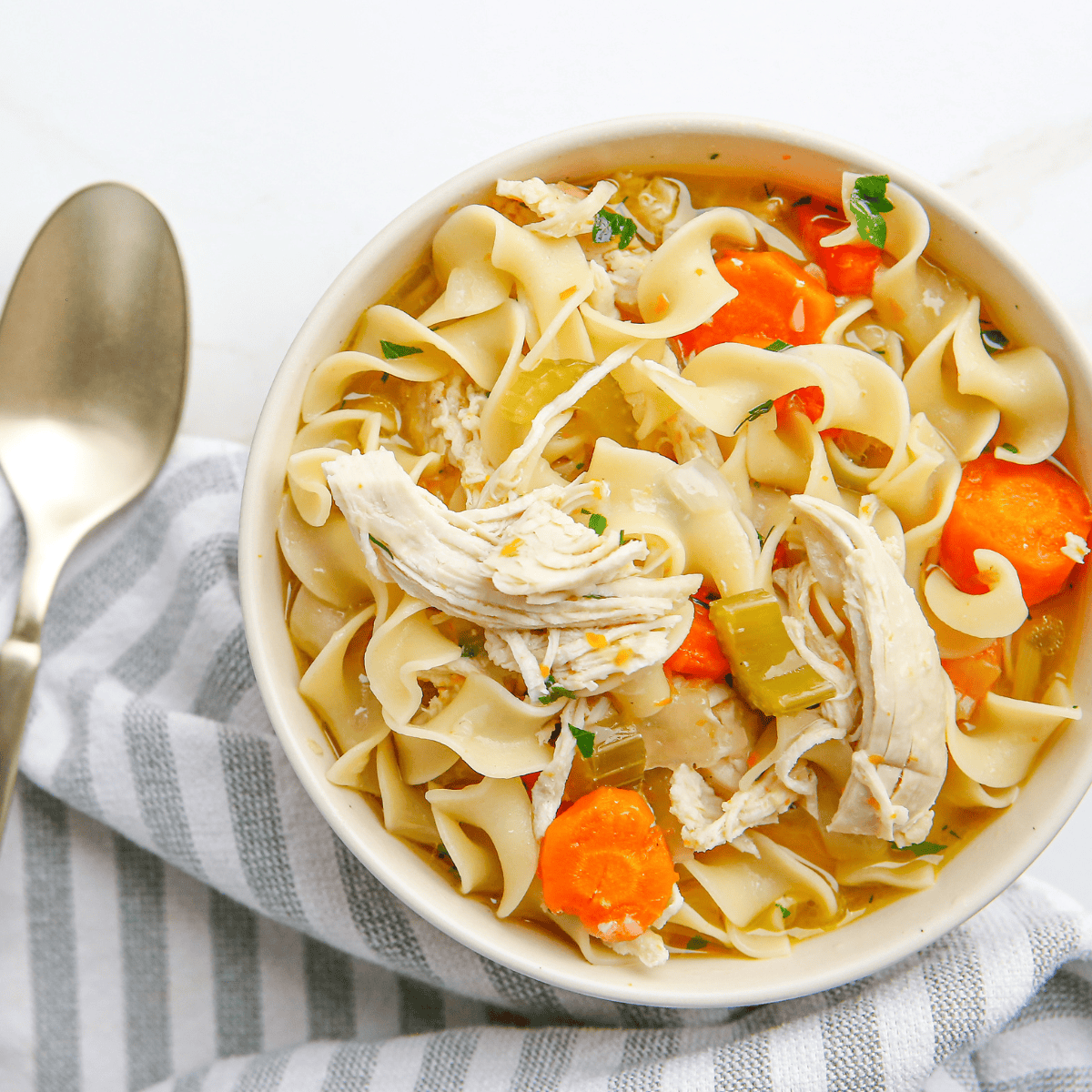 Dairy-Free Creamy Chicken Soup with tender chicken and vegetables in a rich, creamy broth.