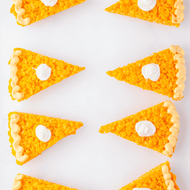 Rice Krispie Treats made with marshmallow fluff, golden and gooey.