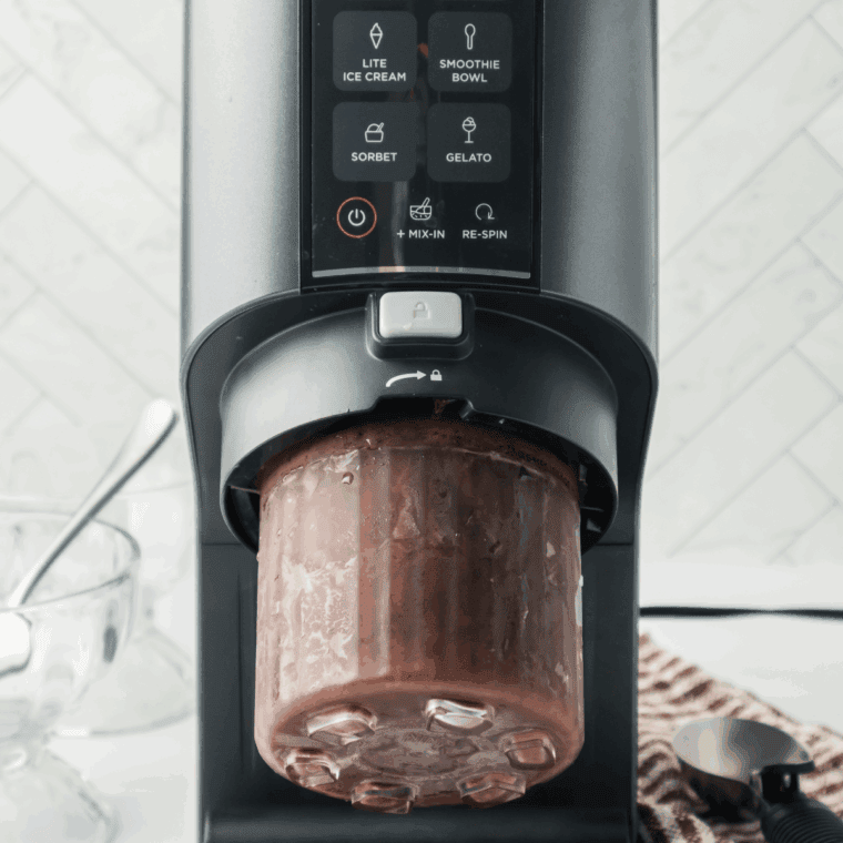 Blending the Starbucks Ice Coffee Mixture in the Ninja Creami.