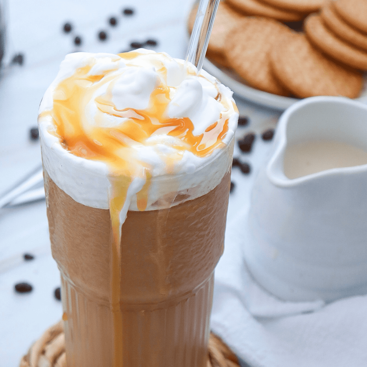 Ninja Creami Caramel Iced Coffee, a smooth, sweet iced coffee made with caramel and the Ninja Creami for a Starbucks-inspired drink at home.