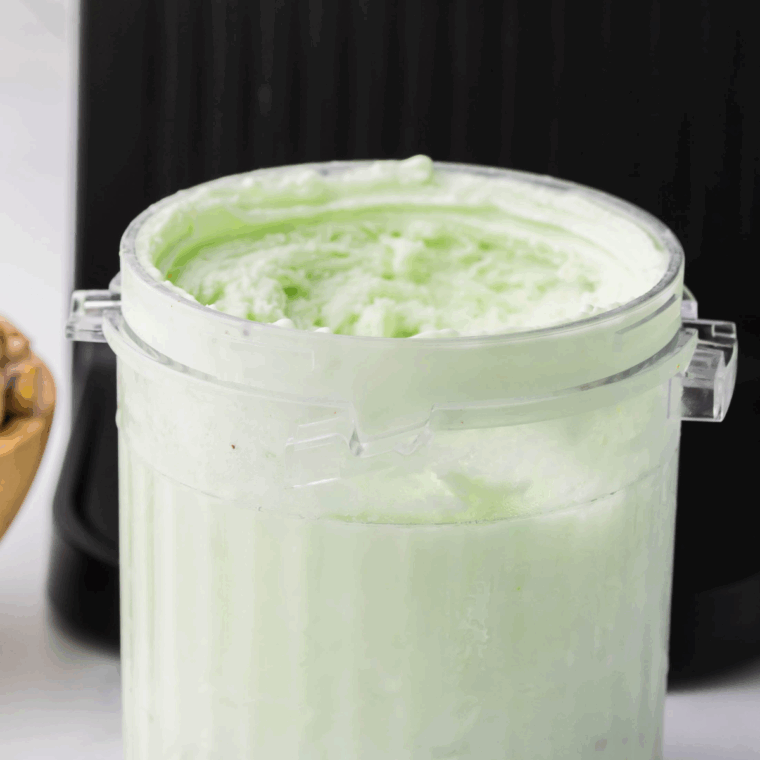 Ninja Creami Pistachio Gelato, creamy and smooth with roasted pistachio flavor, made easily in the Ninja Creami machine.