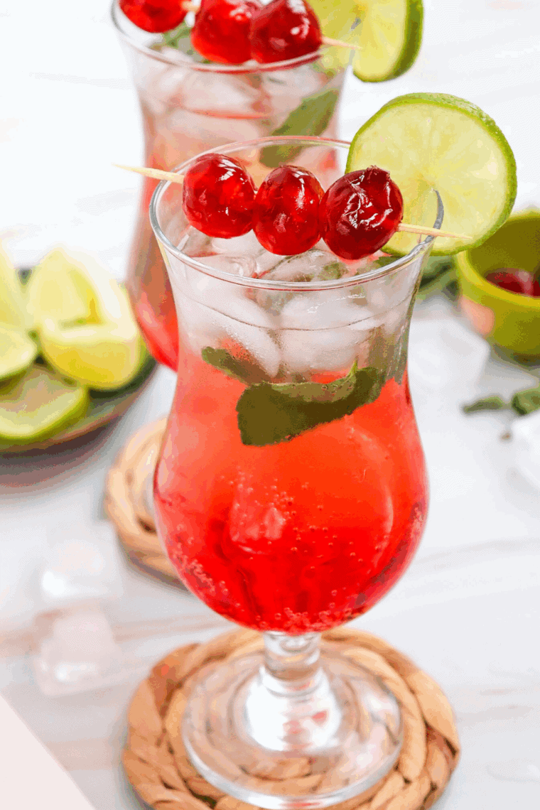 Ninja Slushi Shirley Temple Slush, a vibrant and fruity slush made with Shirley Temple flavors, creating a refreshing and fun summer drink.