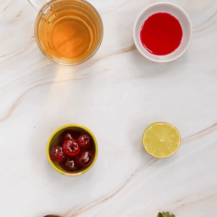 Ingredients needed for Ninja Slushi Shirley Temple Slush on kitchen table.