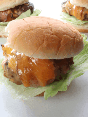 Air Fryer Beer Can Burger with juicy patties, melted cheese, and fresh toppings, cooked to perfection in the air fryer.