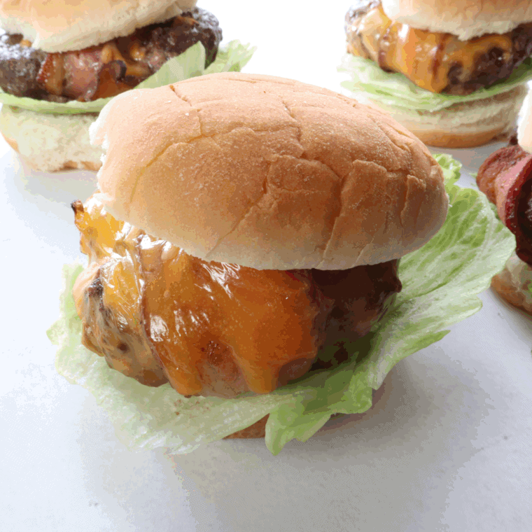 Air Fryer Beer Can Burger with juicy patties, melted cheese, and fresh toppings, cooked to perfection in the air fryer.