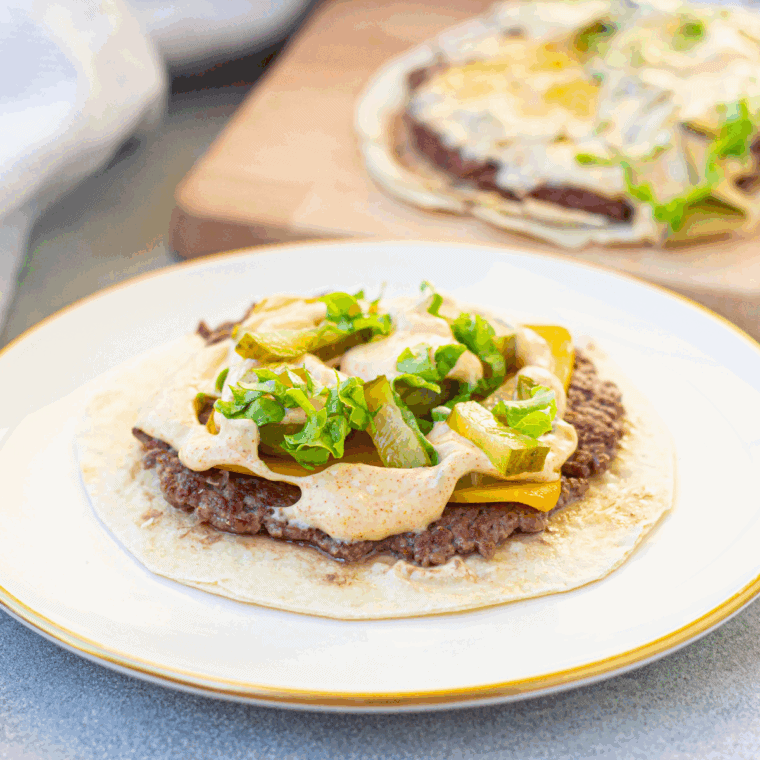 Air Fryer Big Mac Smash Tacos filled with juicy beef, cheese, and all the delicious Big Mac toppings, crispy and golden from the air fryer.