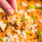 Air-fried beef buffalo cauliflower dip, a creamy and spicy appetizer made from cauliflower that is healthier and delicious on traditional buffalo dip.