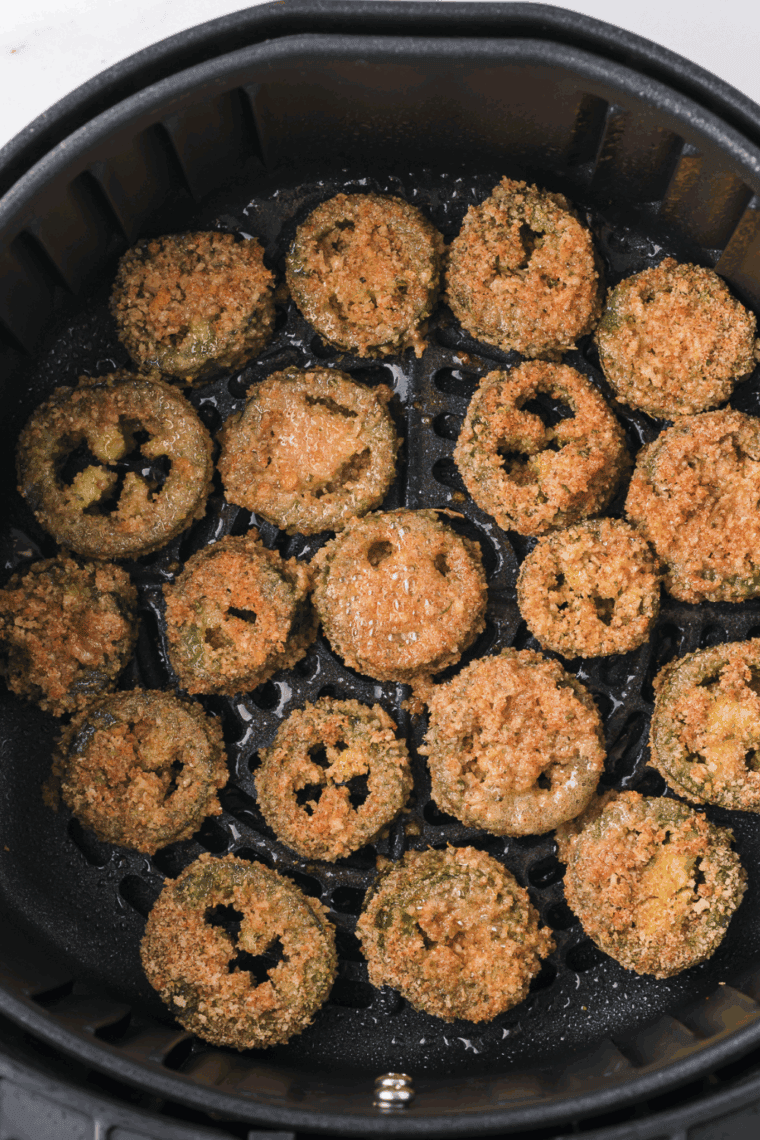 Air Frying: Preheat the air frying to 375°F (190°C) and arrange the coated jalapenos in a single layer and spray gently with cooking spray.