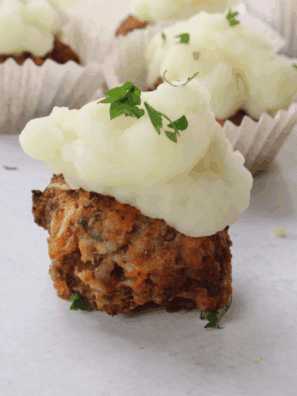 Air Fryer Meatloaf Cupcakes with Whipped Potato Topping