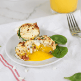 Golden, fluffy spinach and prosciutto frittata egg muffins fresh from the air fryer, perfect for a protein-packed breakfast.