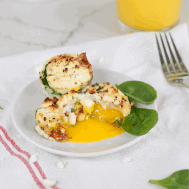 Golden, fluffy spinach and prosciutto frittata egg muffins fresh from the air fryer, perfect for a protein-packed breakfast.