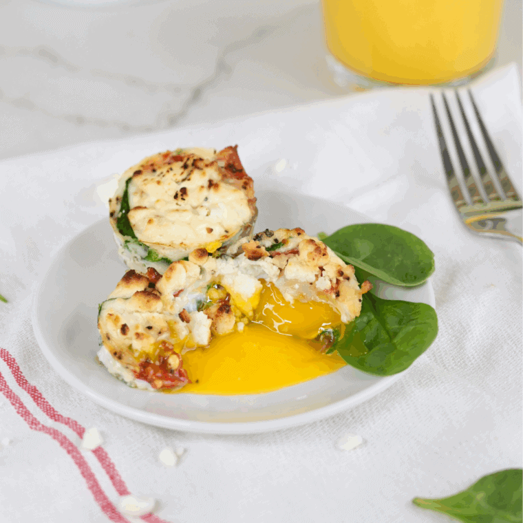 Golden, fluffy spinach and prosciutto frittata egg muffins fresh from the air fryer, perfect for a protein-packed breakfast.