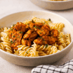 Golden Corral Bourbon Street Chicken copycat served over white rice with a glossy, caramelized glaze.