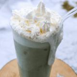 Ninja Creami Starbucks Matcha Green Tea Frappuccino topped with whipped cream, offering a creamy texture and vibrant green matcha flavor.