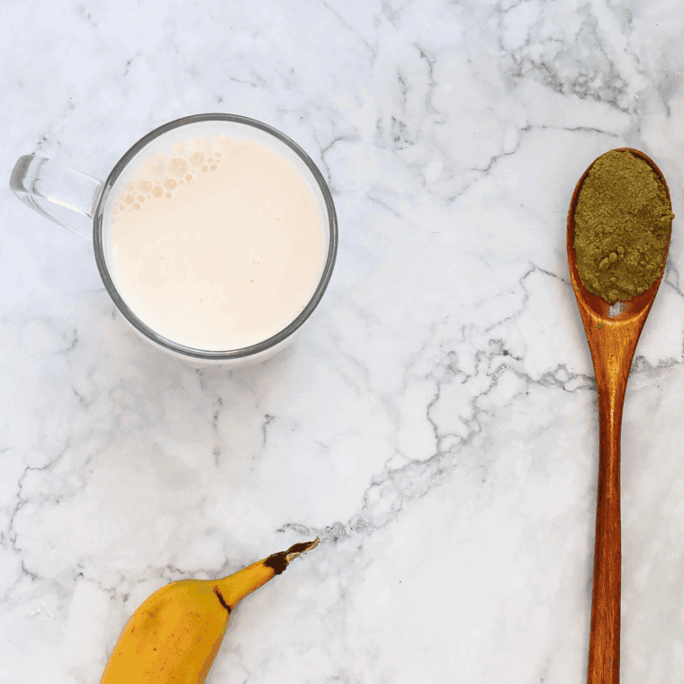 Ingredients needed for Ninja Creami Starbucks Matcha Green Tea Frappuccino on kitchen table