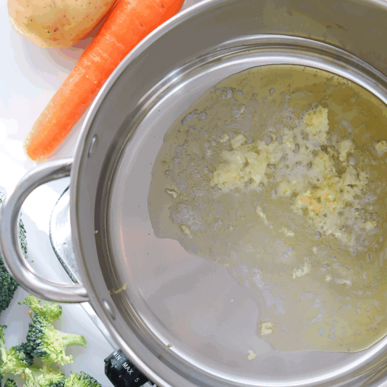 Saute the onions in butter.
