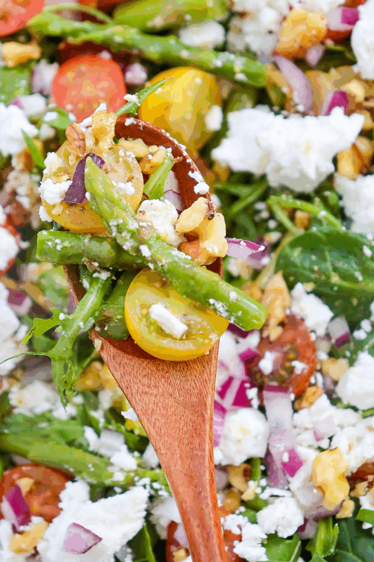 Plate of Asparagus Salad with Goat Cheese  