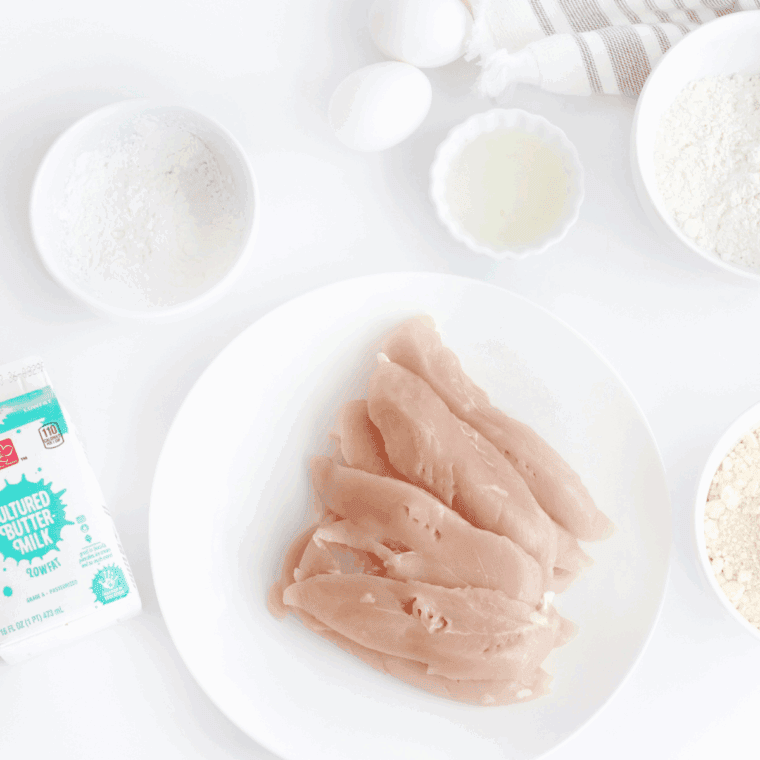 Ingredients needed for Copycat Arby's Chicken Tender Recipe on kitchen table.