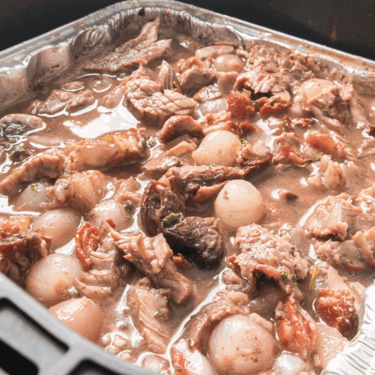 Cooked Copycat Golden Corral Pot Roast in the baking pan.