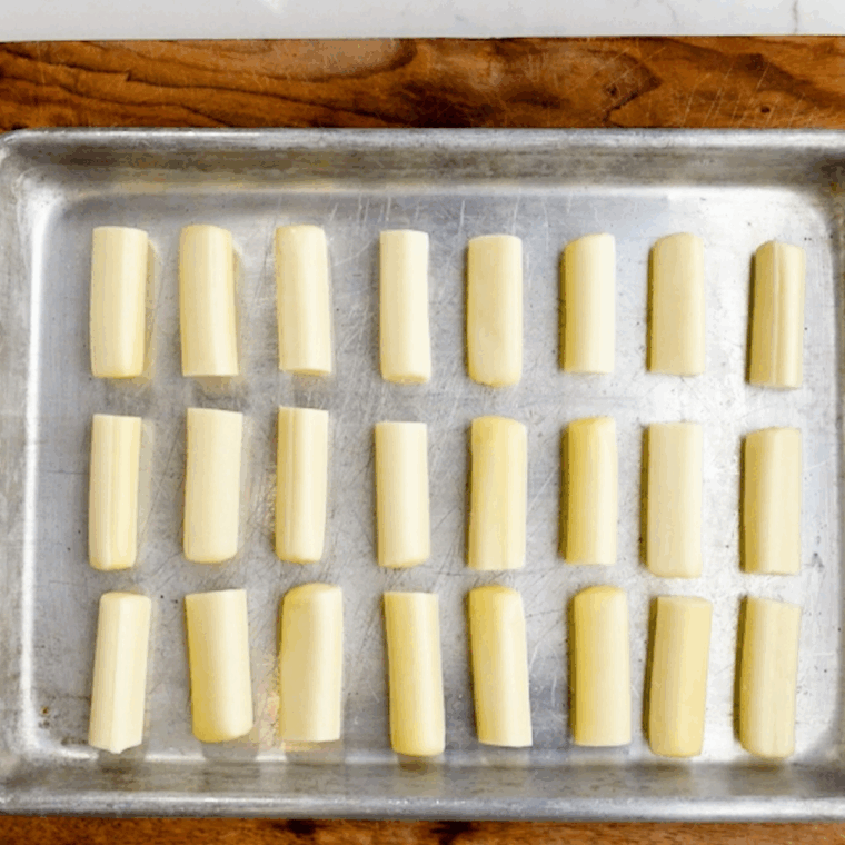 Plate of mozzarella sticks.