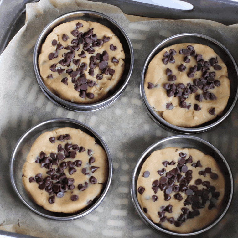 Place the cookie dough onto the parchment paper.