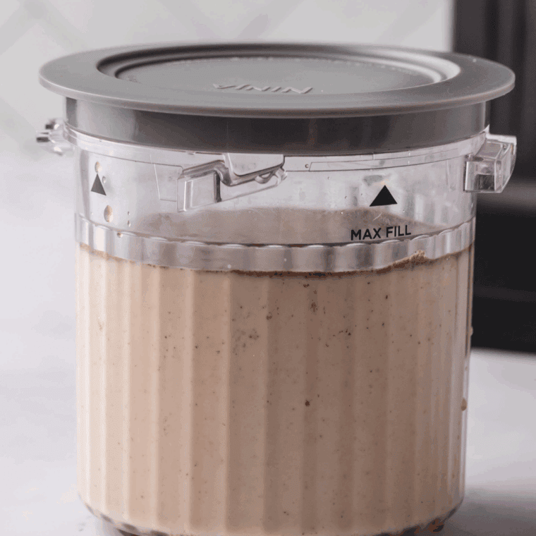 Add all of the ingredients to the Ninja Creami Pint Container and place into the freezer.