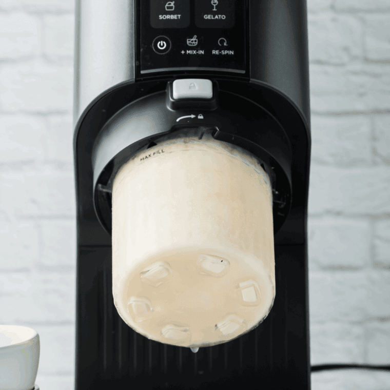Process the almond ice cream in the Ninja Ice Cream Machine.