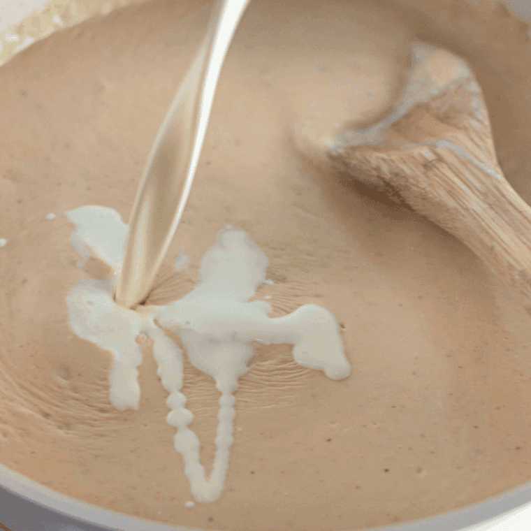 Making the roux in the large saucepan.