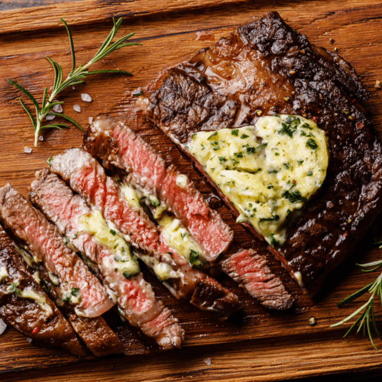 Homemade Outback Steak Seasoning blend in a small bowl surrounded by individual spices on a wooden surface.