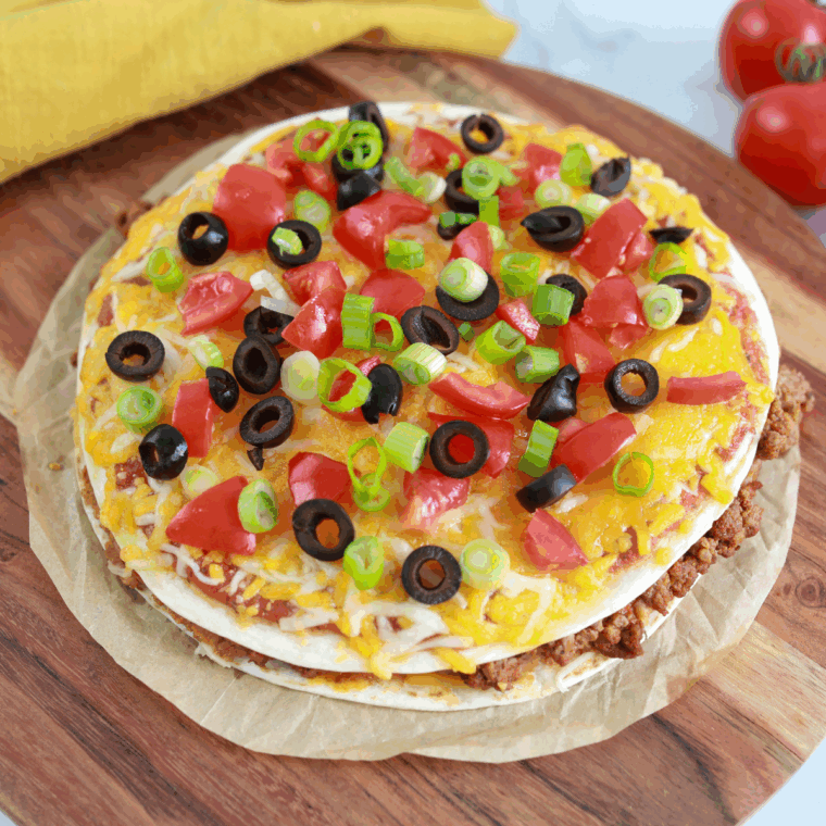 Seasoned ground beef in skillet – homemade Taco Bell meat copycat
