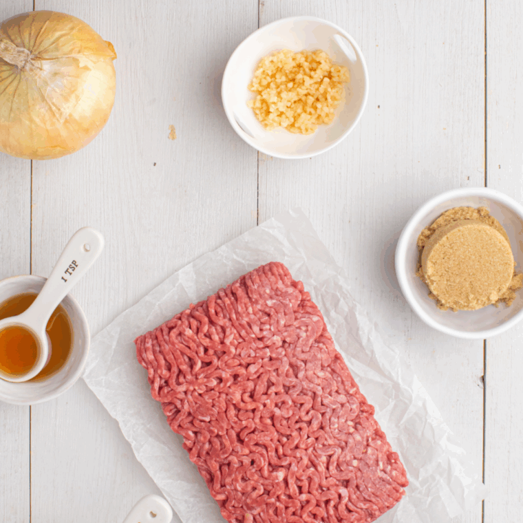 Ingredients needed for Taco Bell Meat on kitchen table.