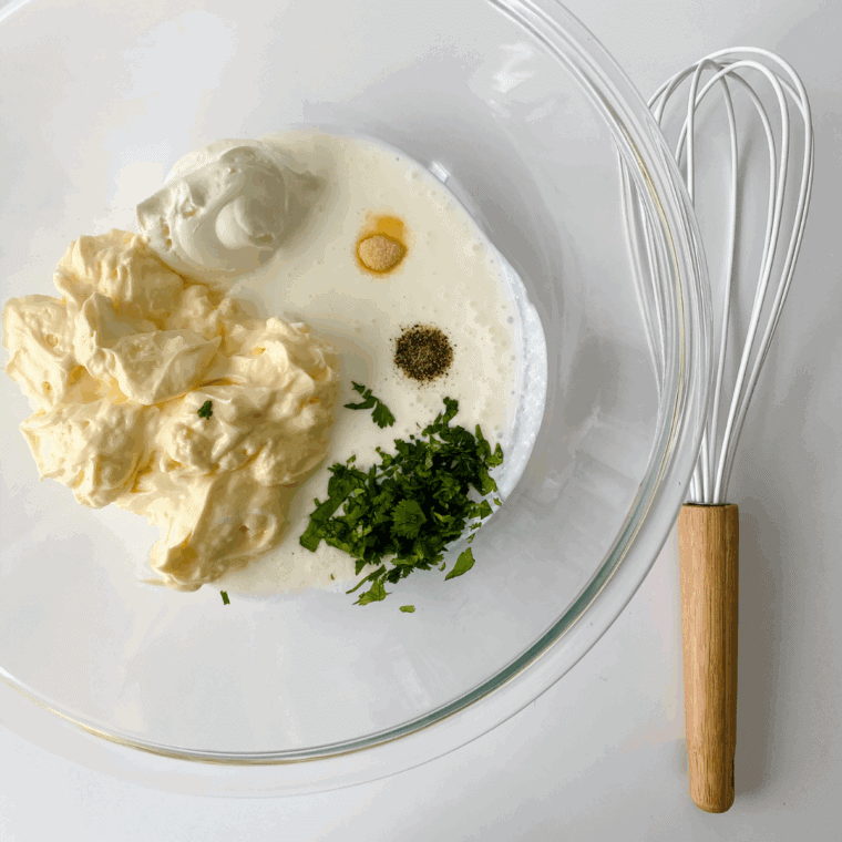 Add all of the ingredients into a large mixing bowl, and whisk well, until smooth.