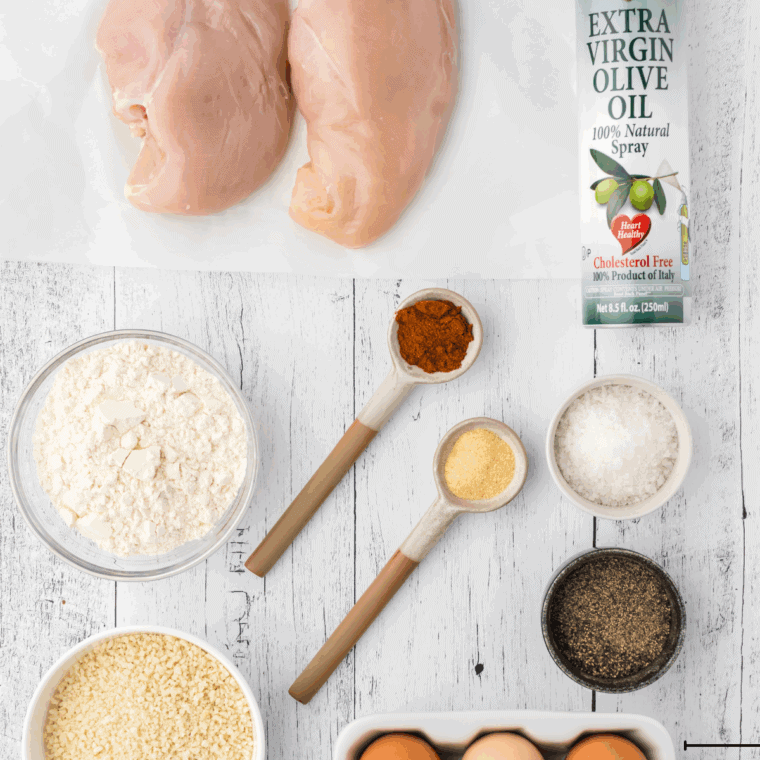 Ingredients needed for Arthur Treacher's Chicken Recipe on kitchen table.