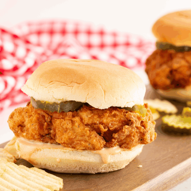 Plate of Arthur Treacher’s Chicken Sandwich Recipe on kitchen table.