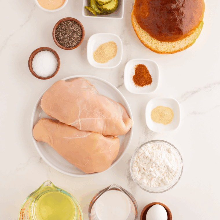 Arthur Treacher’s Chicken Sandwich Recipe ingredients on kitchen table.
