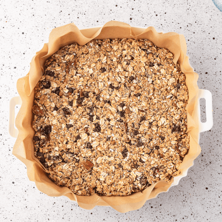 Bowl of Copycat Costco Fruit and Nut Granola Clusters.