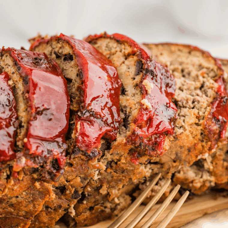 Plate of Gordon Ramsey's Meatloaf Recipe on plate.