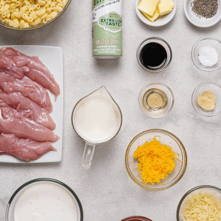 Ingredients needed for Wingstop Copycat: Hot Honey Chicken Tenders on kitchen table.