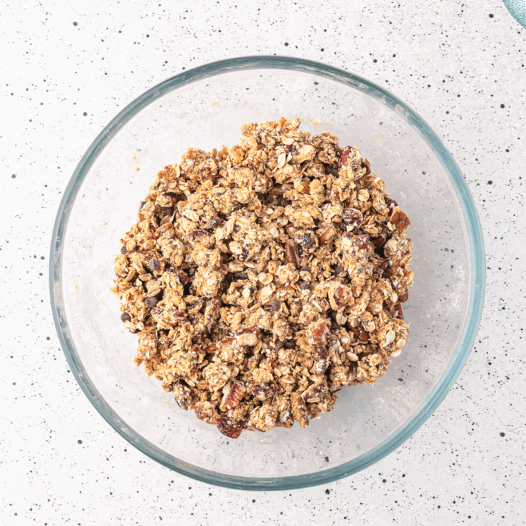 Slowly mix the wet ingredients into the dry ingredients, to form a mixture.