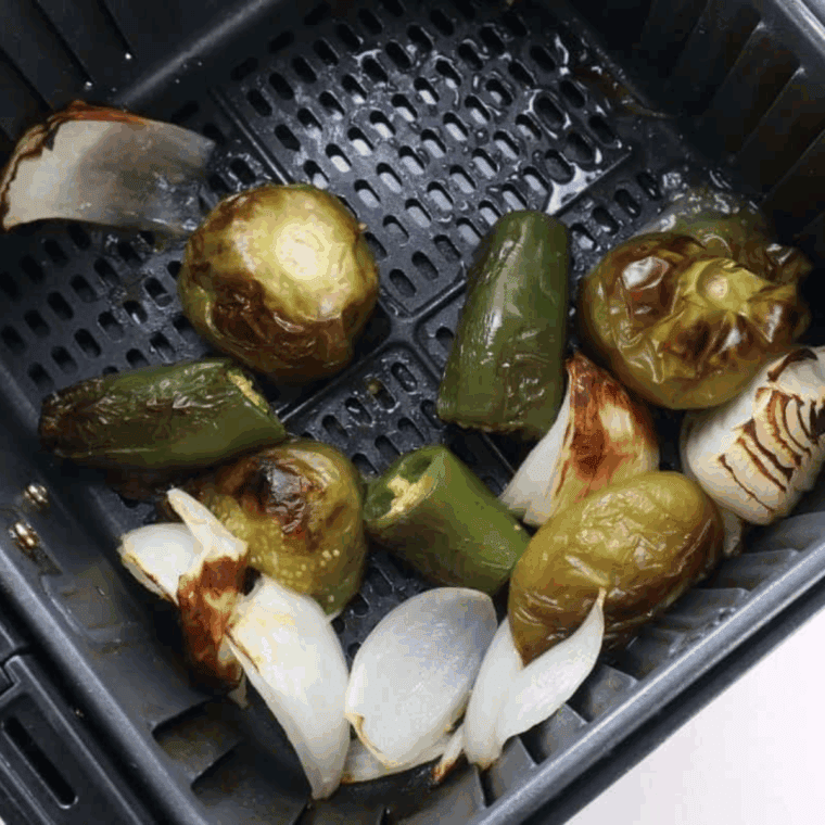 Grill vegetables in air frying basket.