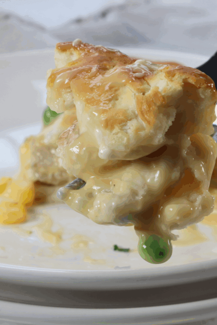 Bob Evans chicken pot pie copycat that is flakey on the outside and creamy filled