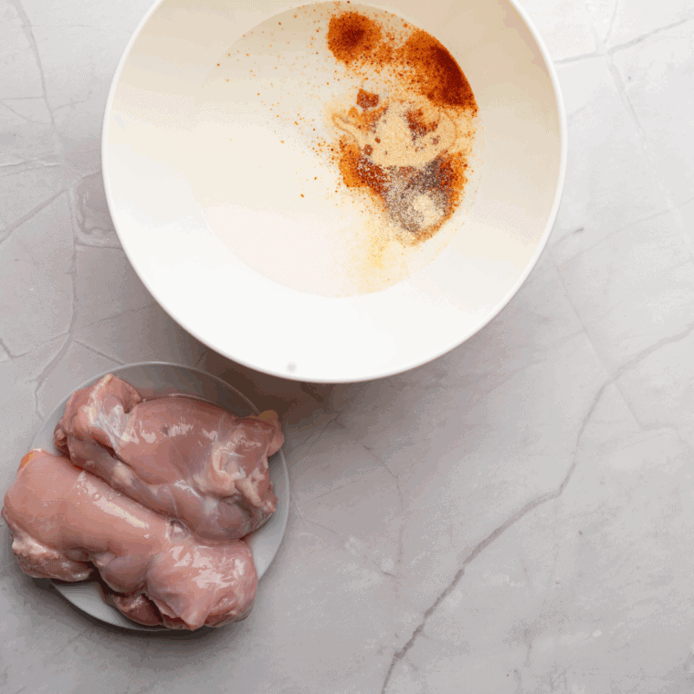 Ingredients needed for Bojangles Fried Chicken Recipe {Copycat} on kitchen table.