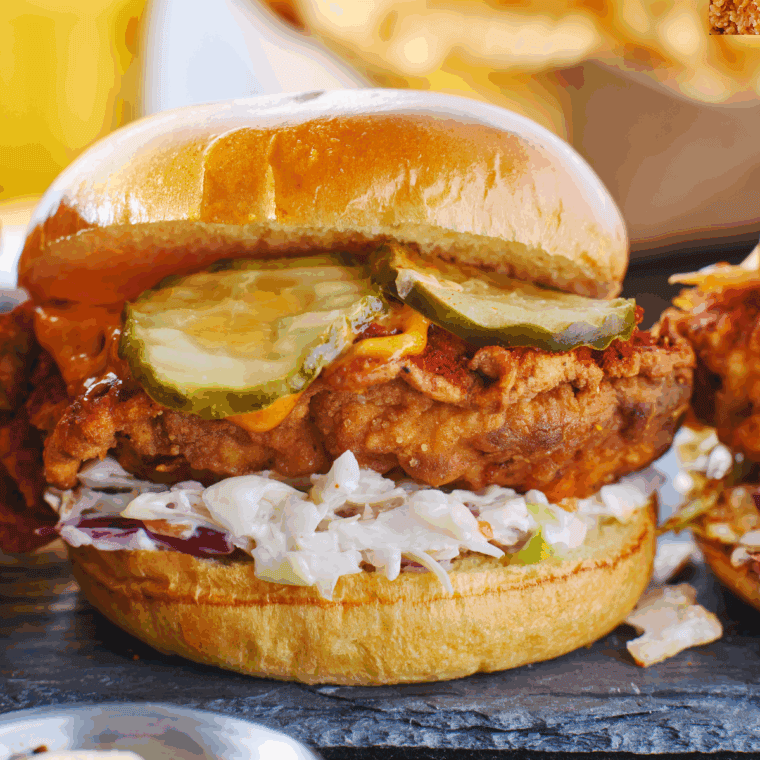Copycat Bonefish Grill Coleslaw Recipe on fried chicken sandwich.