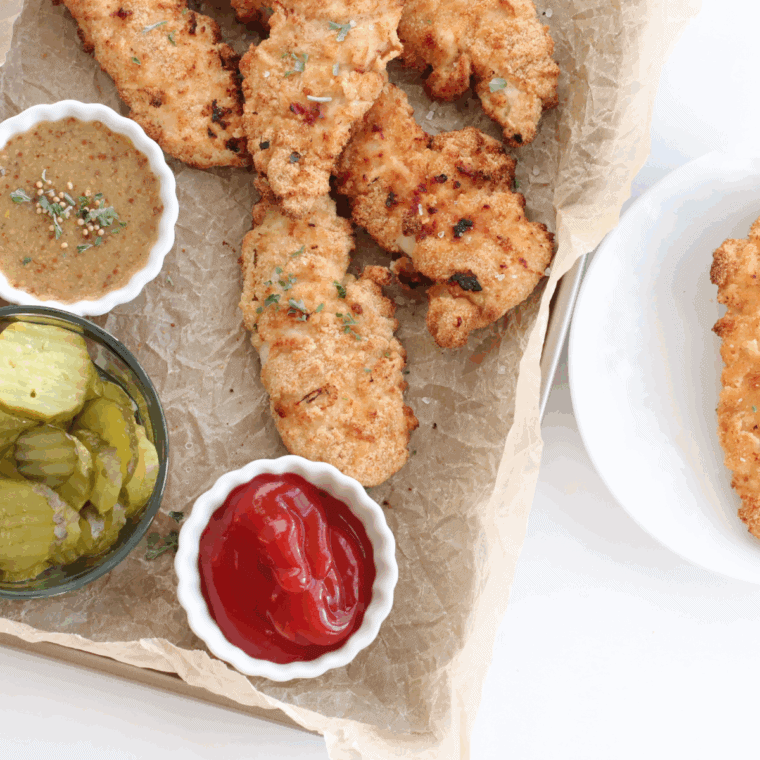 Homemade Dairy Queen-style chicken strips, crispy and golden, served with dipping sauces