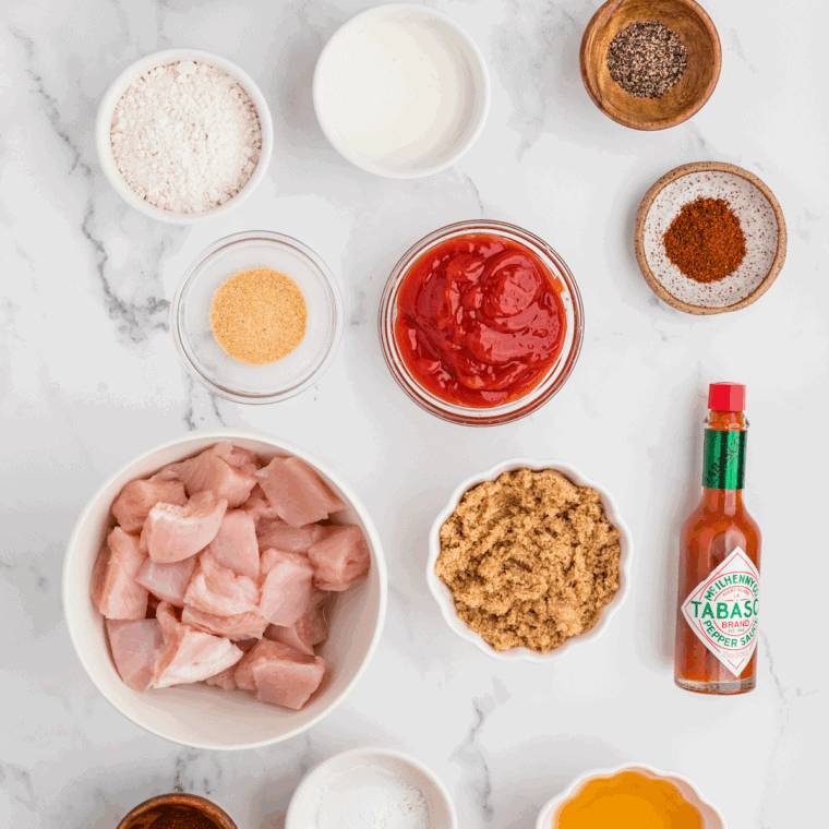Ingredients required for dairy queen barbecue sauce recipe on kitchen table.