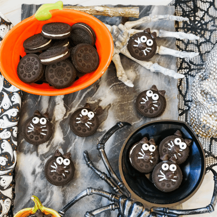 Plate of Halloween Black Cat Oreo Cookies