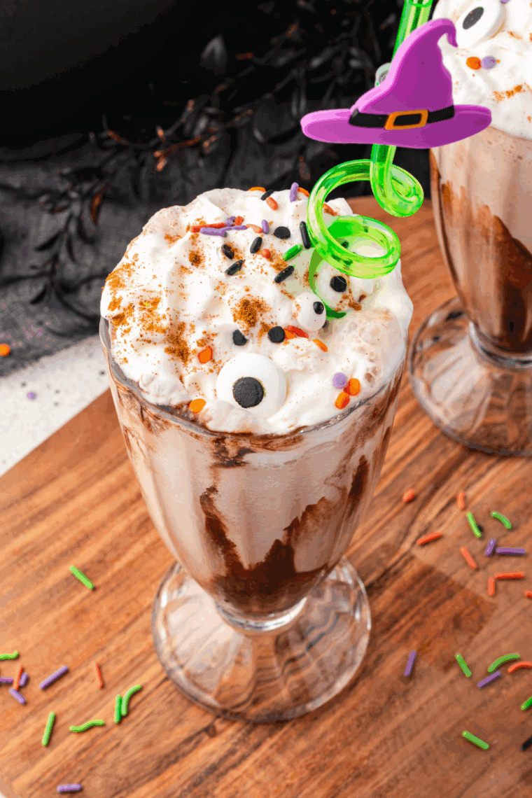 Hocus Pocus Milkshakes on kitchen counter.