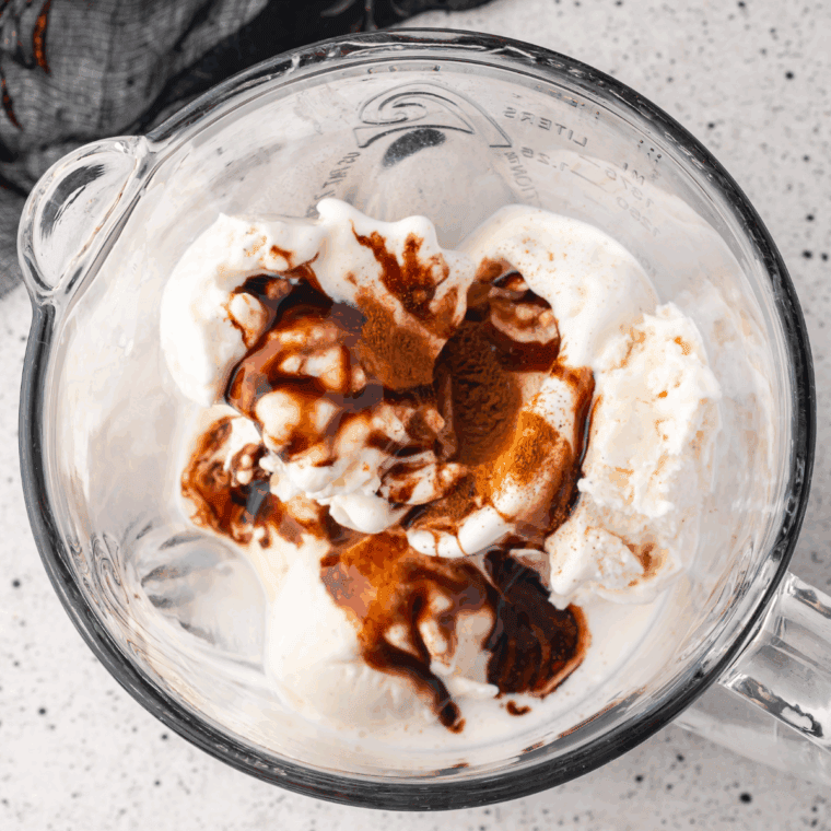 Close up of Hocus Pocus Milkshakes in blender.